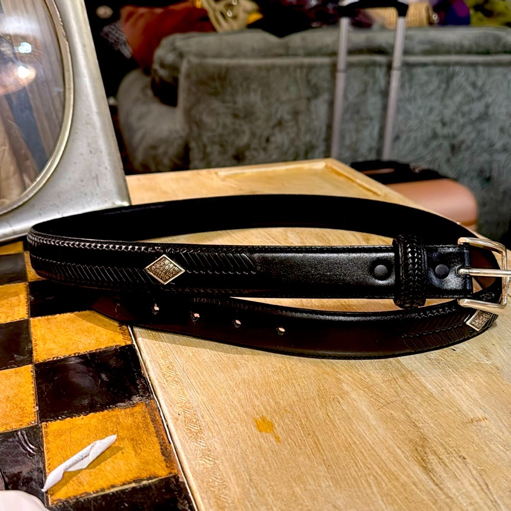 Bill Adler black leather belt.
